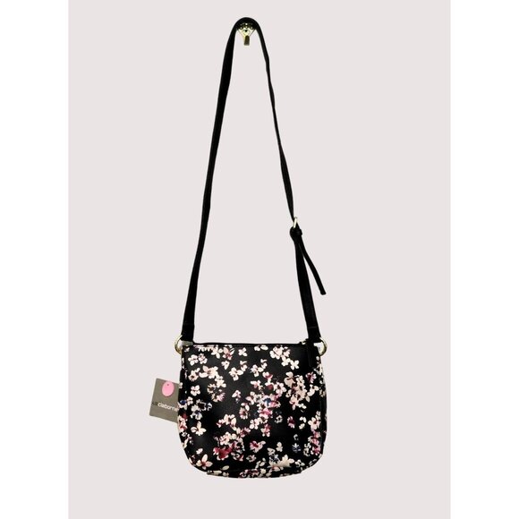 Liz Claiborne Clementine Classical Floral Crossbody Womens Black Pink White Blue - Picture 11 of 14